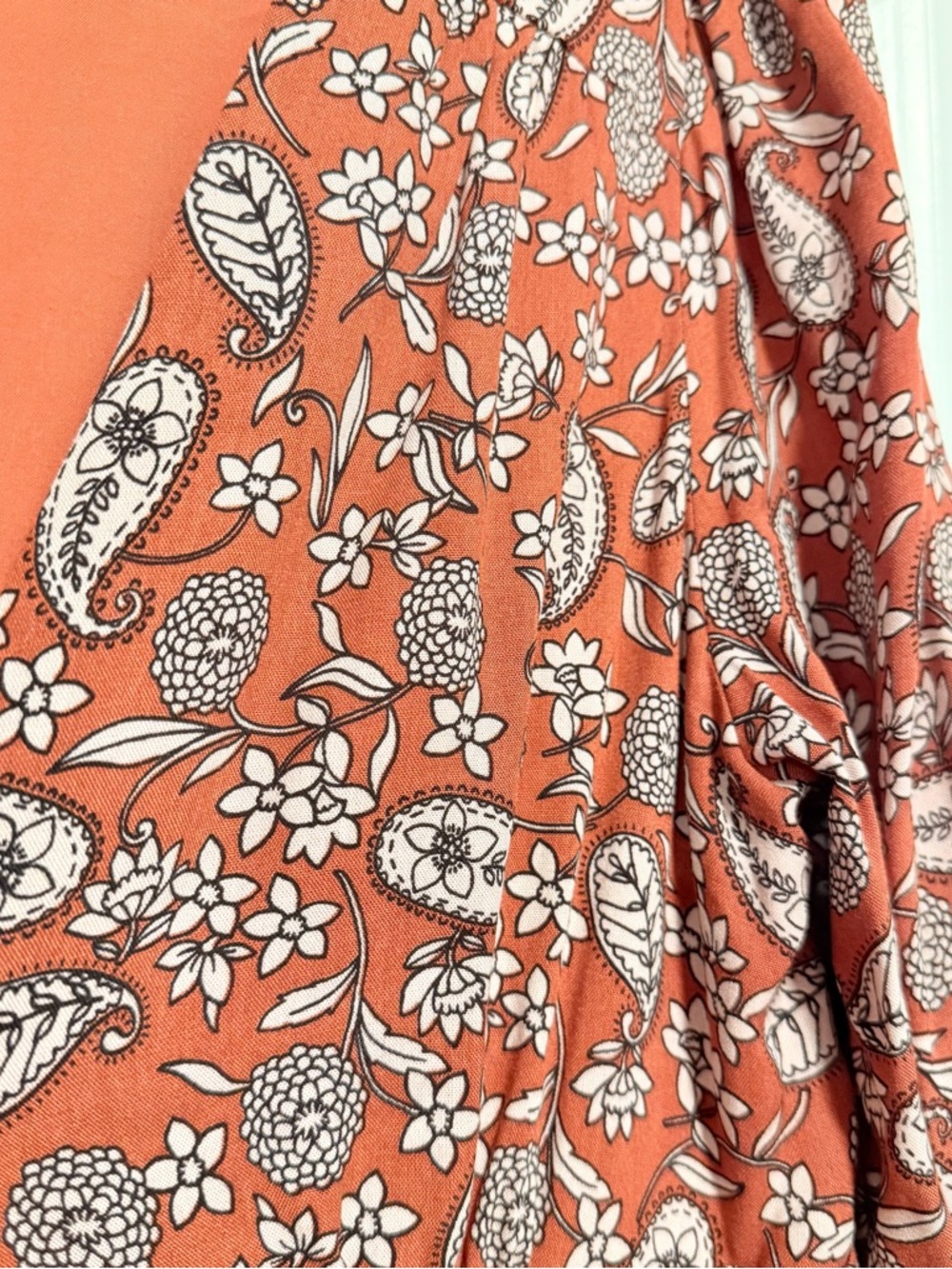 Boden Rust Floral Paisley V‑Neck Long Sleeve Midi Dress - Picture 6 of 8